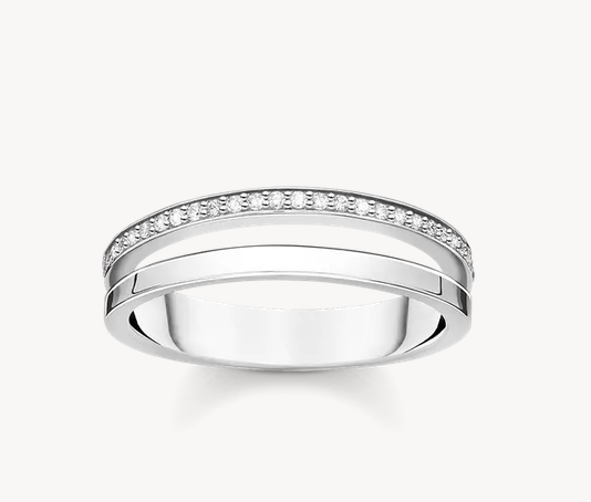 THOMAS SABO - BAGUE DOUBLE PIERRES ARGENT