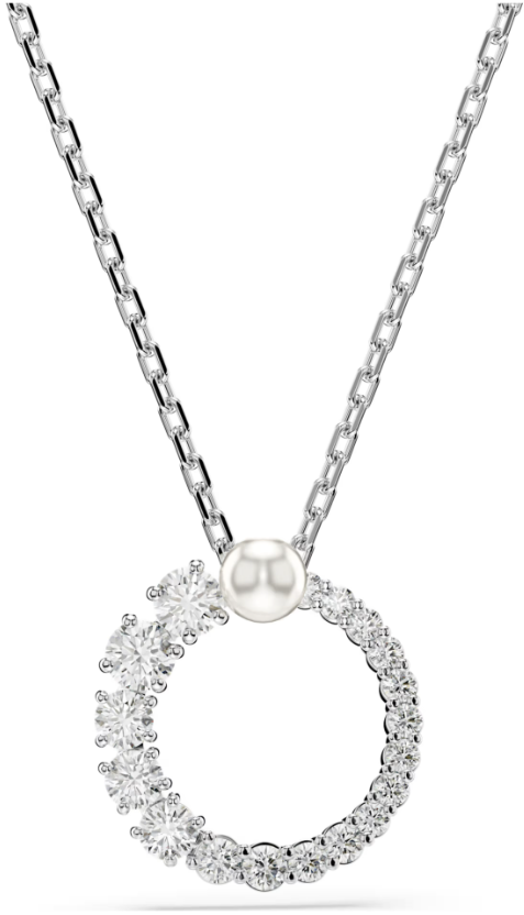 SWAROVSKI - PENDENTIF MATRIX PERLE DE CRISTAL, TAILLE RONDE, BLANC, MÉTAL RHODIÉ