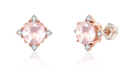 PINKALIE - BOUCLES D'OREILLES QUARTZ ROSE