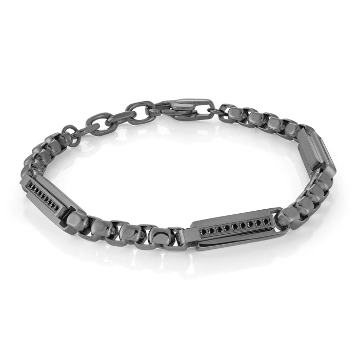 BRACELET À MAILLE DE BOITE RONDE & ZIRCONS - ITALGEM
