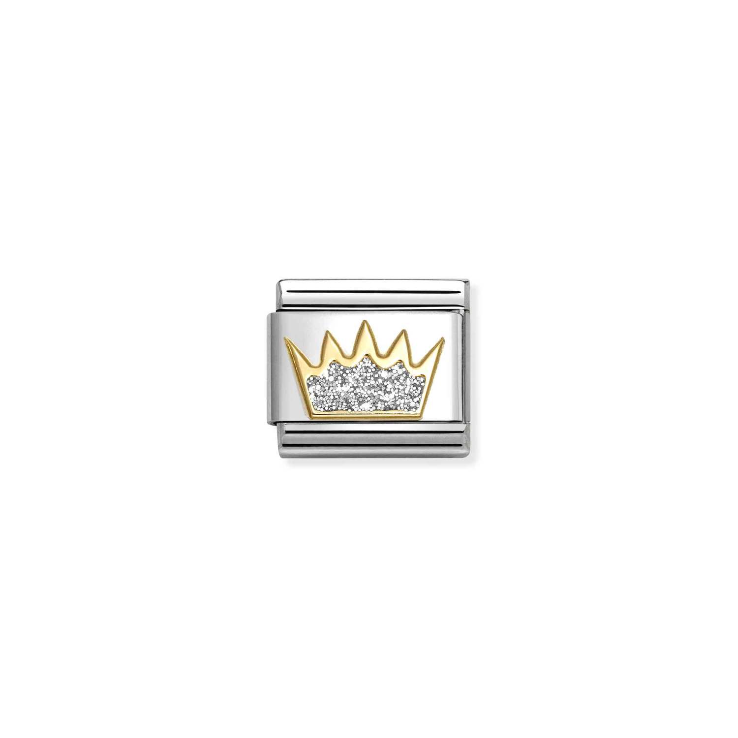 NOMINATION - COURONNE AVEC DES PAILLETTES BLANC ET ARGENT 18K&nbsp;