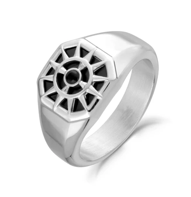 ARZ STEEL - BAGUE ARGENT DÉTAIL CZ NOIR GR:13