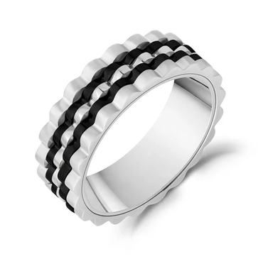 ARZ STEEL - BAGUE JONC ARGENT AVEC 2 LIGNES GRANDEUR:13