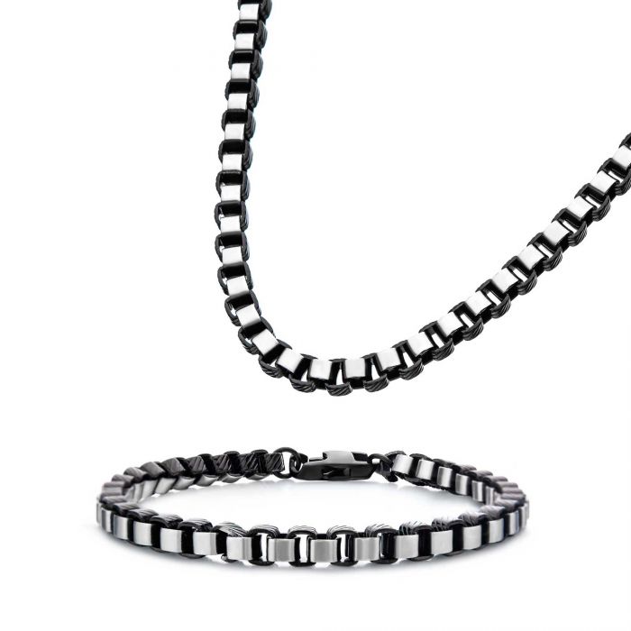 BRACELET MAILLE BOITE RONDE - INOX
