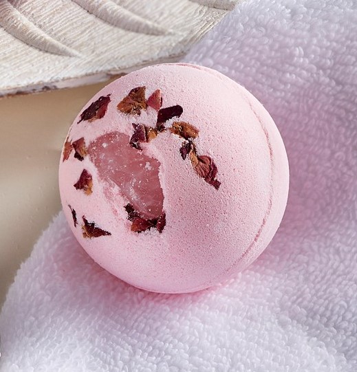 BOMBE DE BAIN AVEC CRISTAUX - QUARTZ ROSE