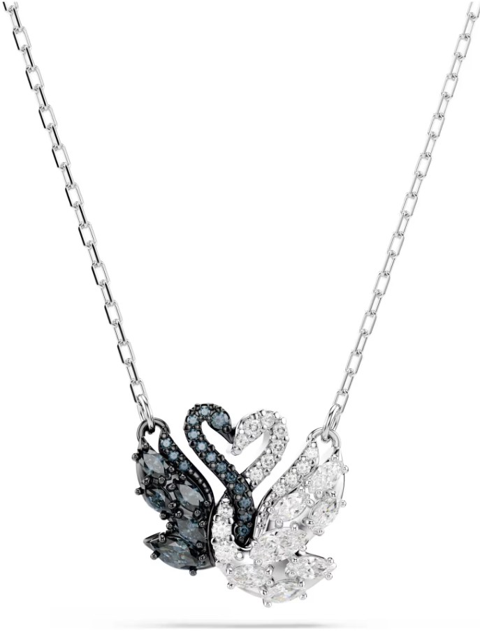 SWAROVSKI - PENDENTIF SWAN CYGNE, NOIR, FINITION MIX DE MÉTAL
