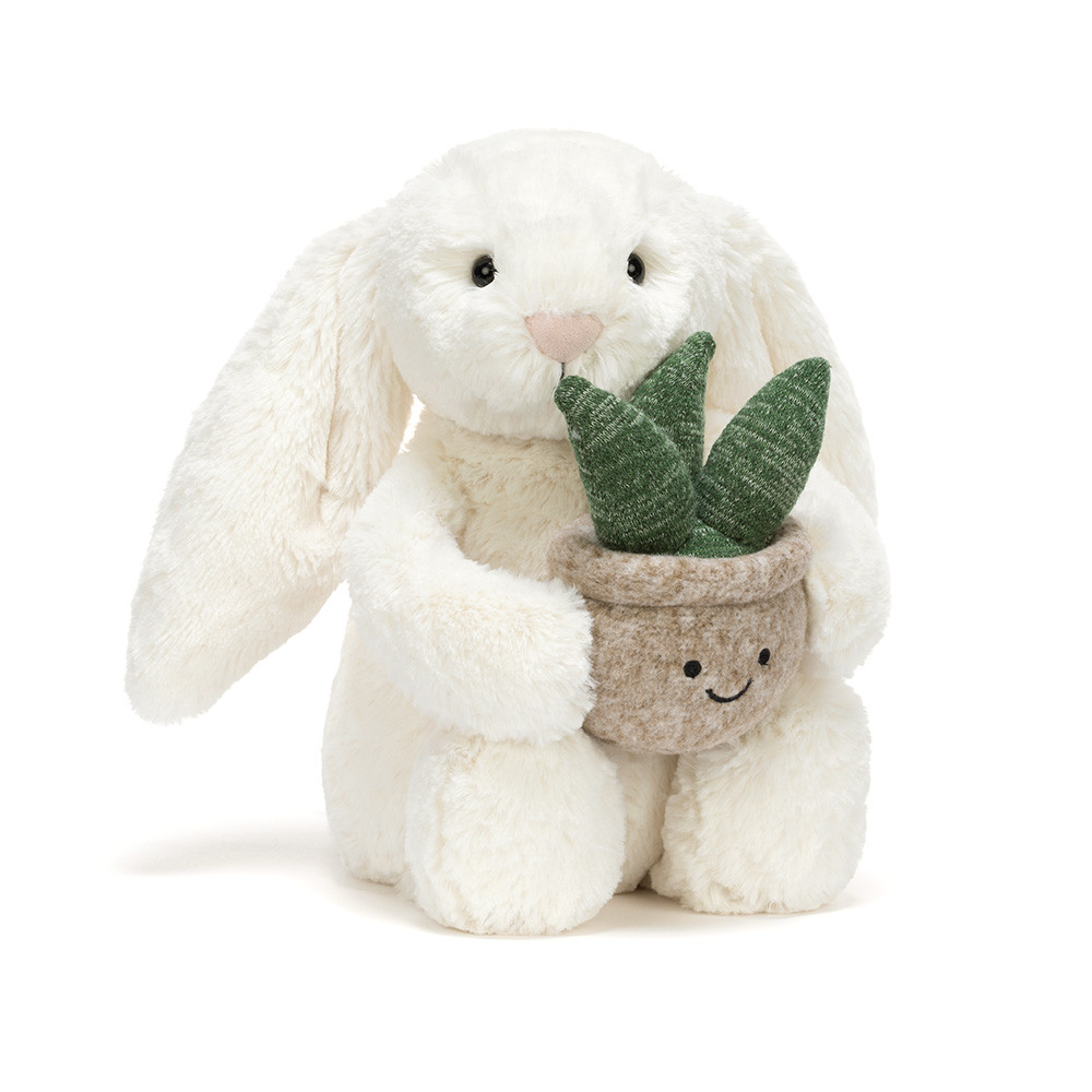 JELLYCAT - CREAM LAPIN AVEC PLANTE 