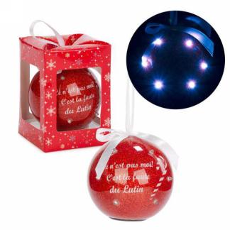 ORNEMENT BOULE ROUGE ILLUMINÉE - LA FAUTE DU LUTIN