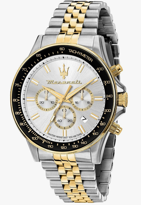 MASERATI - MONTRE ARGENT ET OR CADRAN BLANC