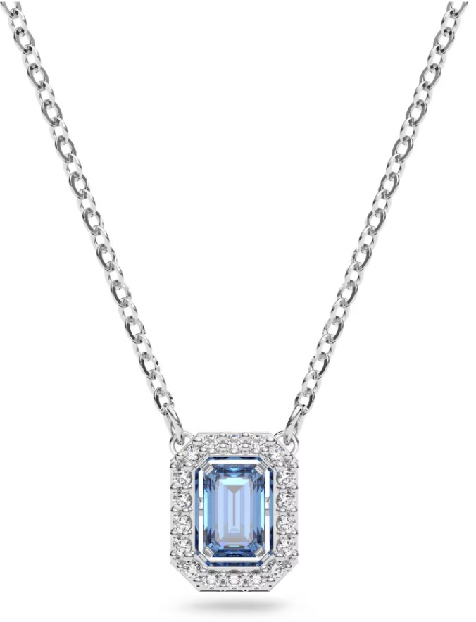 SWAROVSKI - COLLIER UNA TAILLE OCTOGONALE, BLEU, MÉTAL RHODIÉ
