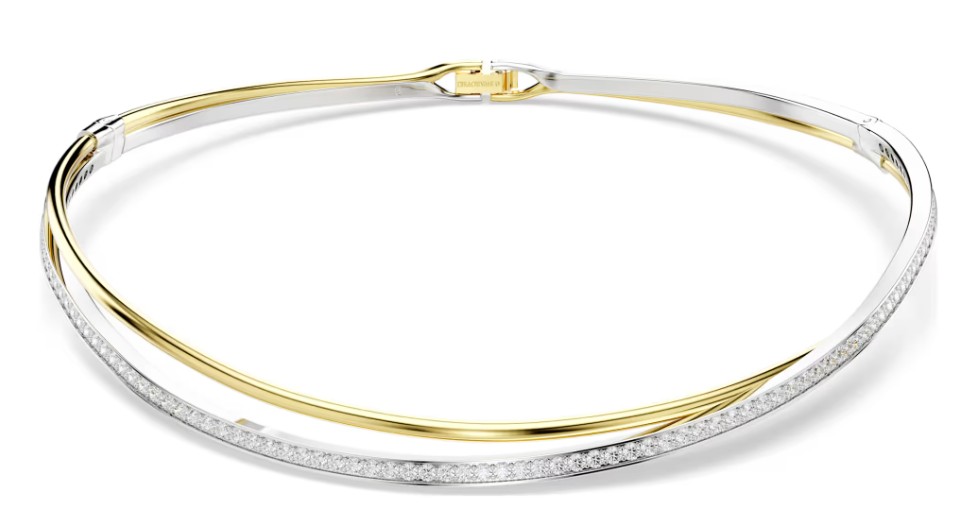 SWAROVSKI - RAS-DE-COU HYPERBOLA TAILLE RONDE, BLANC, FINITION MIX DE MÉTAL