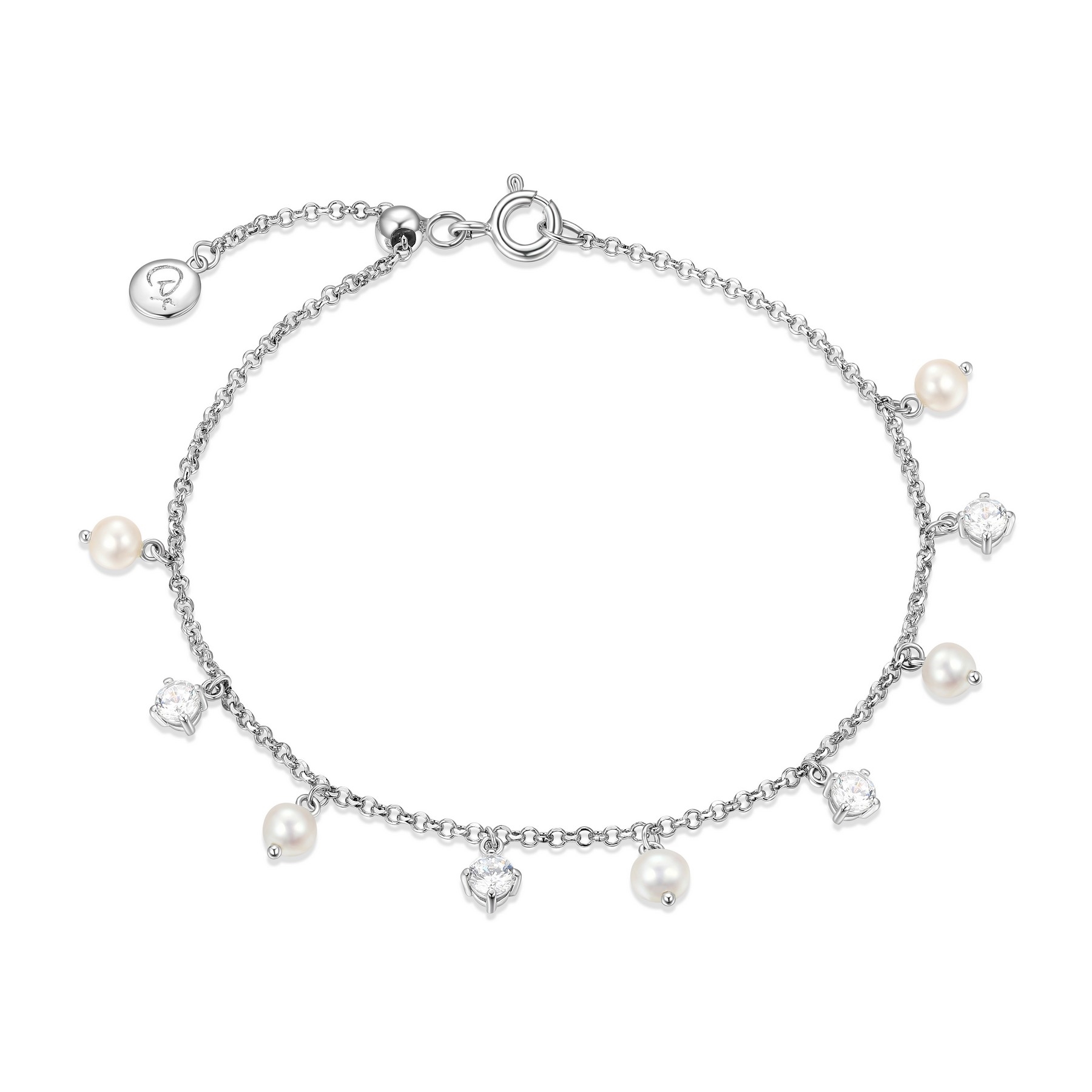 BRACELET À BRELOQUE DE PERLES ET ZIRCONS - REIGN