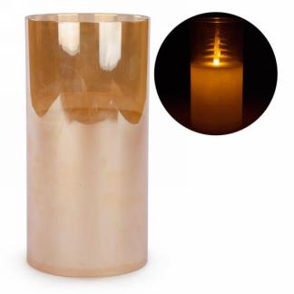 CHANDELLE ILLUMINÉE EN VERRE AMBRE