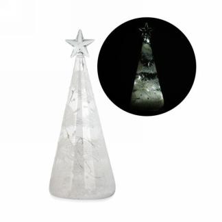 SAPIN NEIGE EN VERRE ILLUMINÉ
