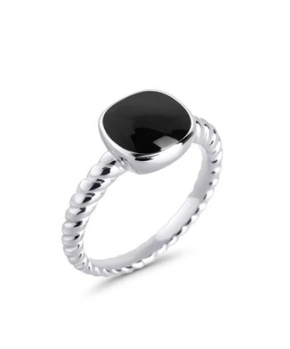 MIA - BAGUE ARGENT PIERRE NOIRE