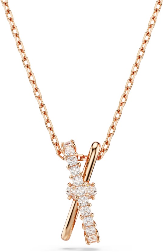 SWAROVSKI - PENDENTIF HYPERBOLA TAILLES VARIÉES, TORSADE, BLANC, PLACAGE DE TON OR ROSÉ