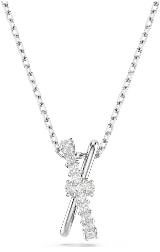 SWAROVSKI - PENDENTIF HYPERBOLA TAILLES VARIÉES, TORSADE, BLANC, MÉTAL RHODIÉ