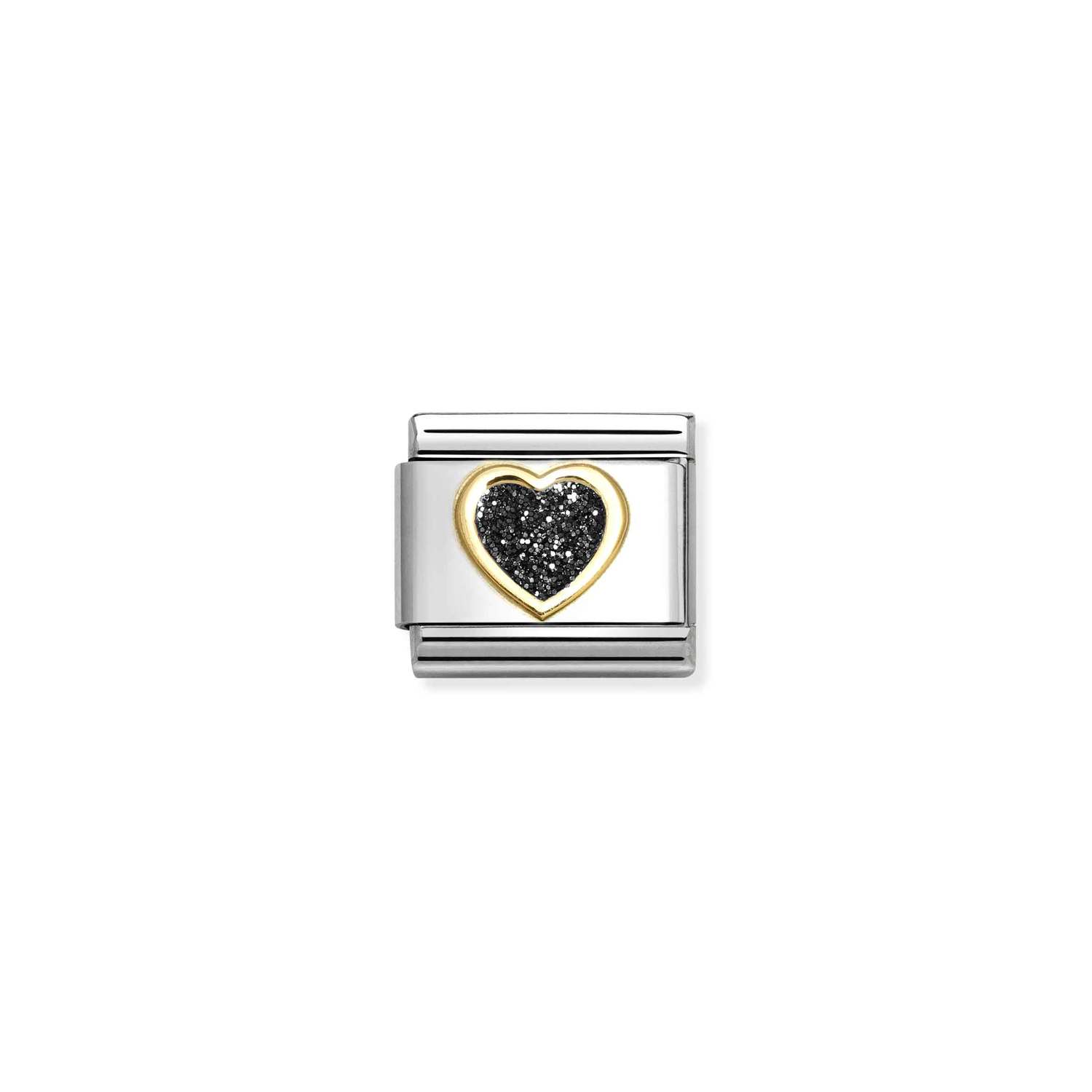 NOMINATION - COEUR AVEC DES PAILLETTES NOIR 18K