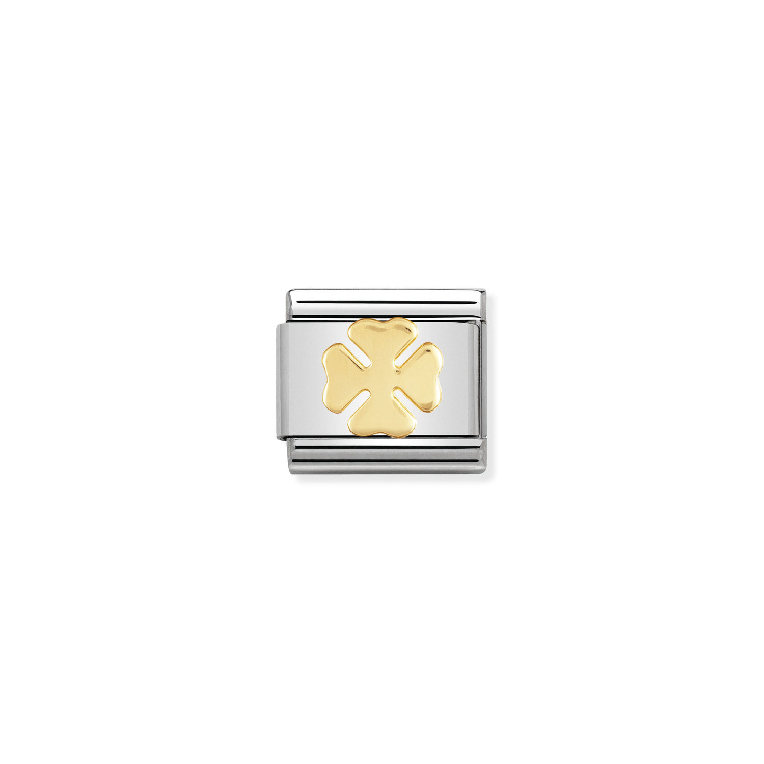 NOMINATION - MAILLE EN STAINLESS AVEC ÉMAIL EN OR 18K - TRÈFLE À QUATRE FEUILLES