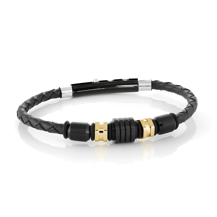 BRACELET EN CUIR ET EN ACIER INOXYDABLE - ITALGEM