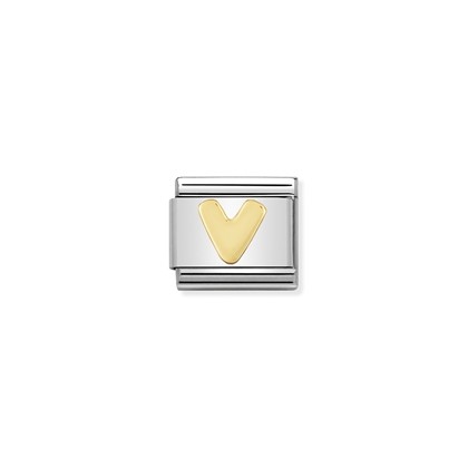 NOMINATION - STAINLESS ET OR 18K LETTRE V