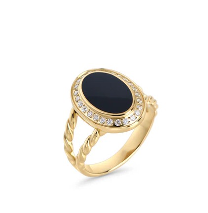 MIA - BAGUE DORÉ PIERRE NOIRE